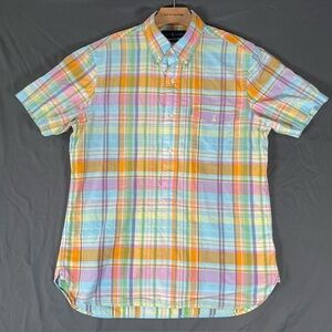 Ralph Lauren Beach Twill Button Shirt Men's Small Multicolor Plaid Short Sleeve